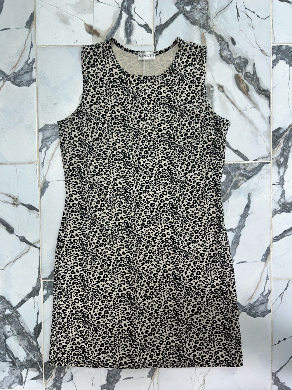 Ninety Beige and Black Sleeveless Leopard Summer Tank Dress Size Large